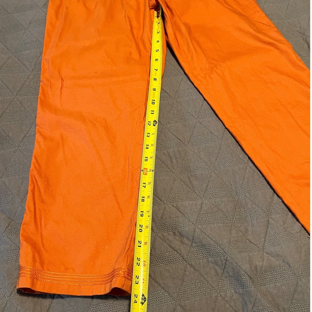 Max Studio Straight Leg Pants Size 8 Orange Textured Ankle Cropped Stitched Hem - Picture 4 of 7